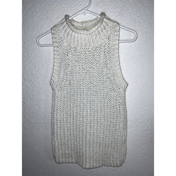 Anthropologie Tops - Moth Anthropologie Sleeveless Sweater Mock Neck White Small Heavy Knit Z